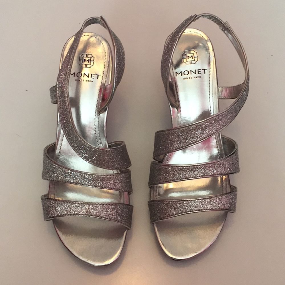Monet Metallic Rose Gold Strappy Slingback Heels